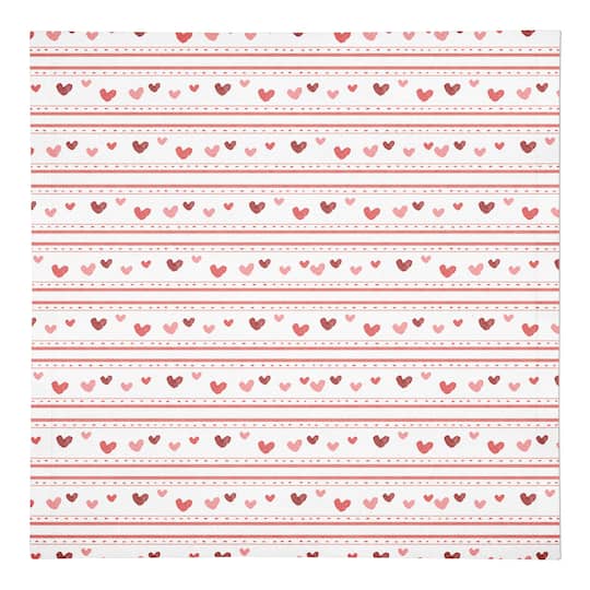 Multi Heart Stripes Pattern 10" x 10" Cotton Twill Napkin